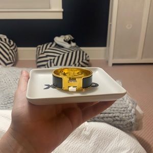 Hermès Wide Black Enamel Clic Clack H Bracelet